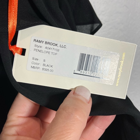 🔥SALE🔥 Ramy Brook black silk Penelope sleeveless top with OTS ties NWT Sm - Picture 7 of 10